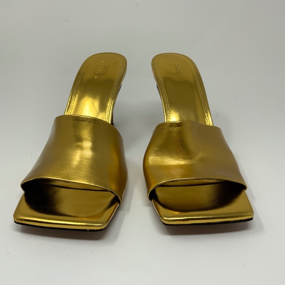 ASOS Shoes - ASOS Gold Hattie Mid Heel Mule Sandals